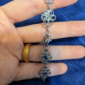 Bracelet with multi colored gem flowers